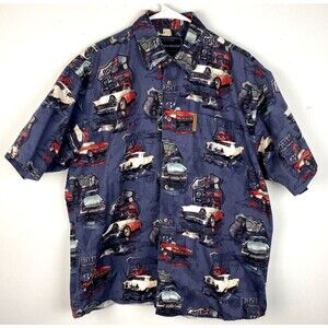 North River Mens L Large Vtg Route 66 1950s‎ Cars Casual Summer Shirt Classics